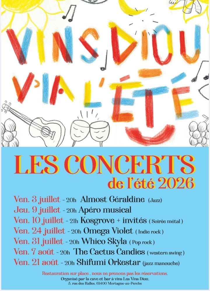 Concerts de l'été organisé par Les Vins Diou, cave à vin, bar